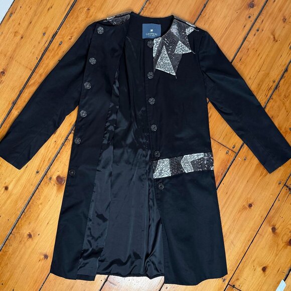 Gossip Girl Serena Gryphon Black Trench Coat with beaded Accents XS/S - Picture 6 of 16